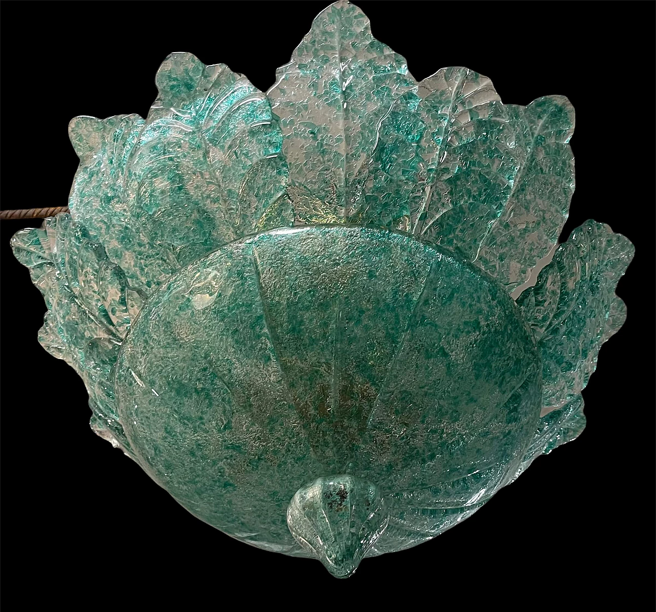 Grande lampadario in vetro di Murano verde menta, anni '60 1208165