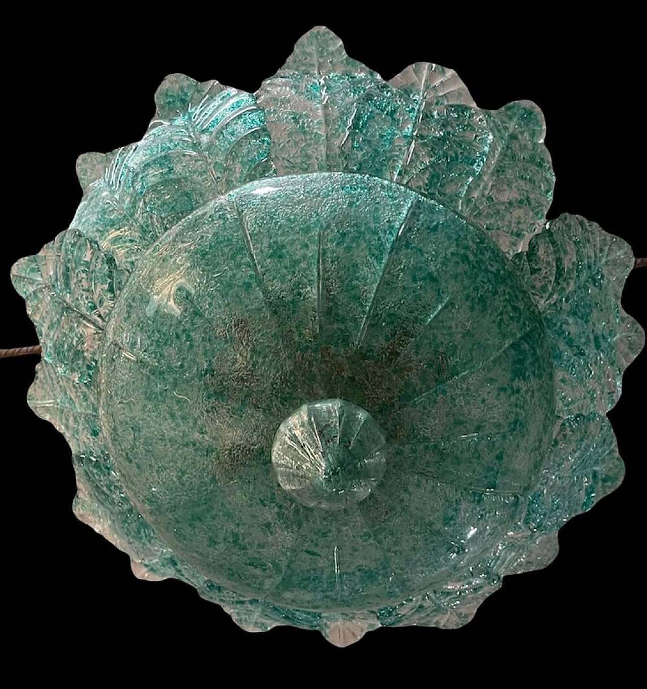 Grande lampadario in vetro di Murano verde menta, anni '60 1208167