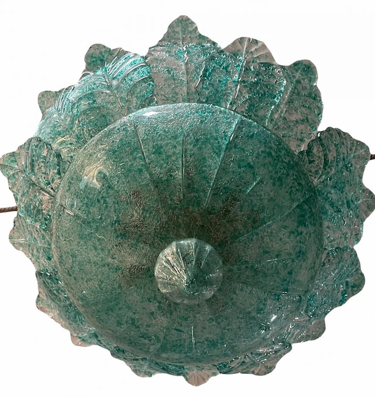 Grande lampadario in vetro di Murano verde menta, anni '60 1208168