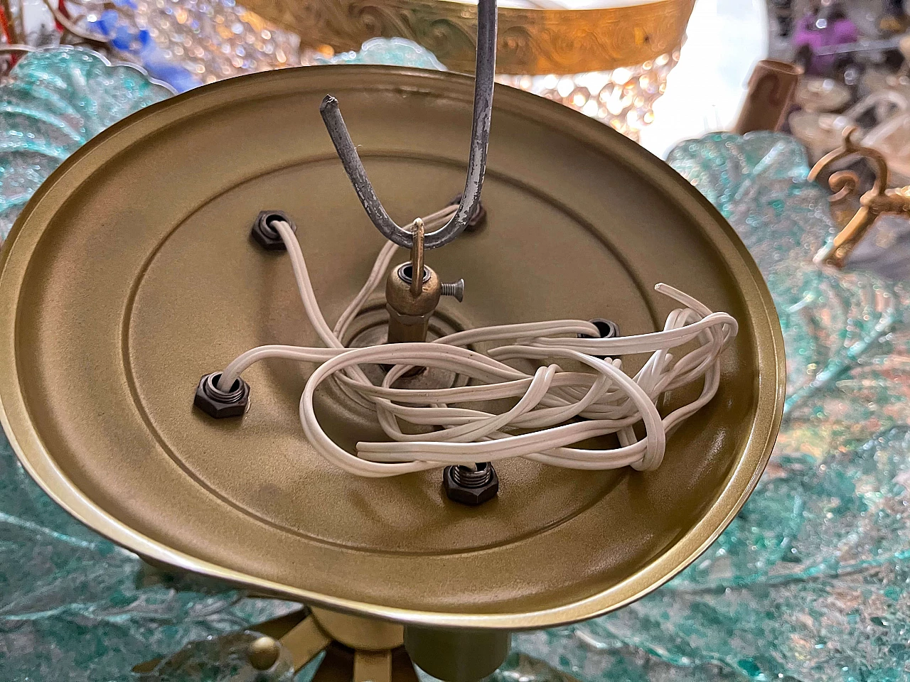 Grande lampadario in vetro di Murano verde menta, anni '60 1208170