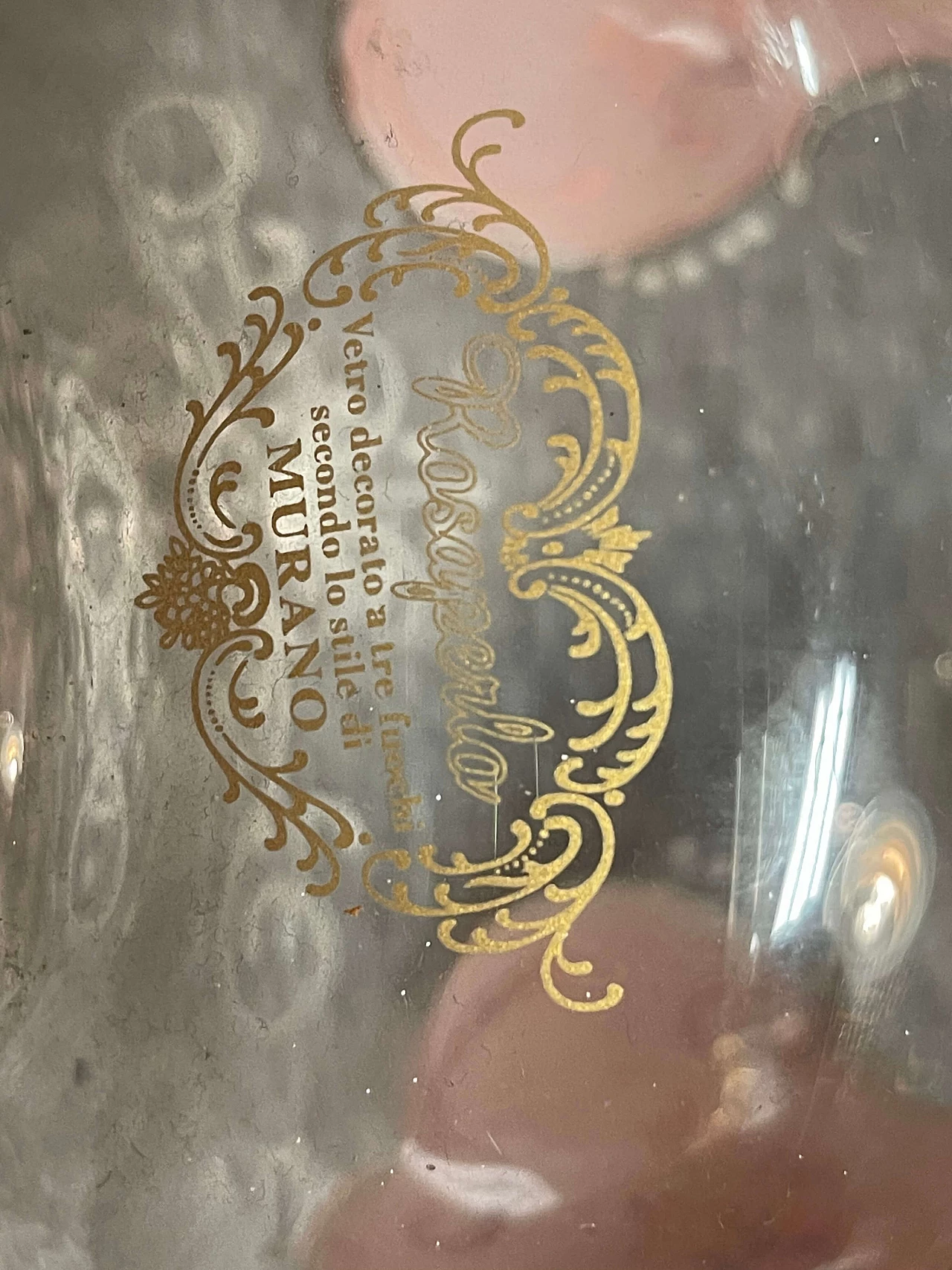 Lampadario in stile Barocco in vetro di Murano e ottone di Rosa Perla, anni '60 1208179