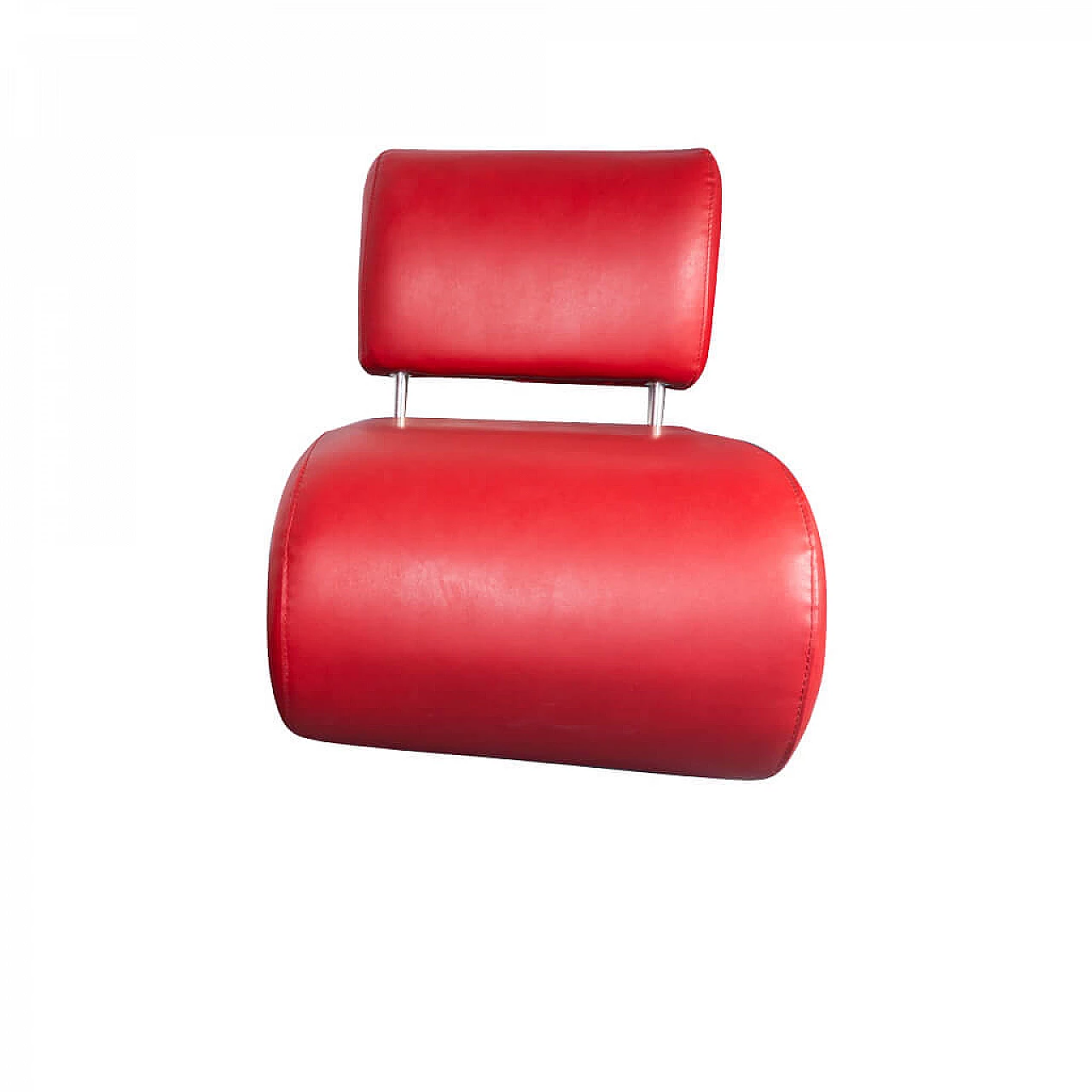 Pair of relax armchairs in red faux leather, 80s 1208200