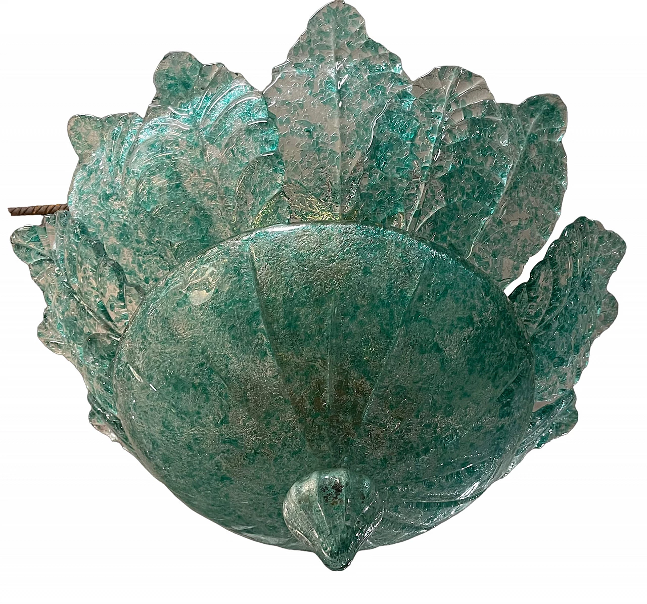 Grande lampadario in vetro di Murano verde menta, anni '60 1208210