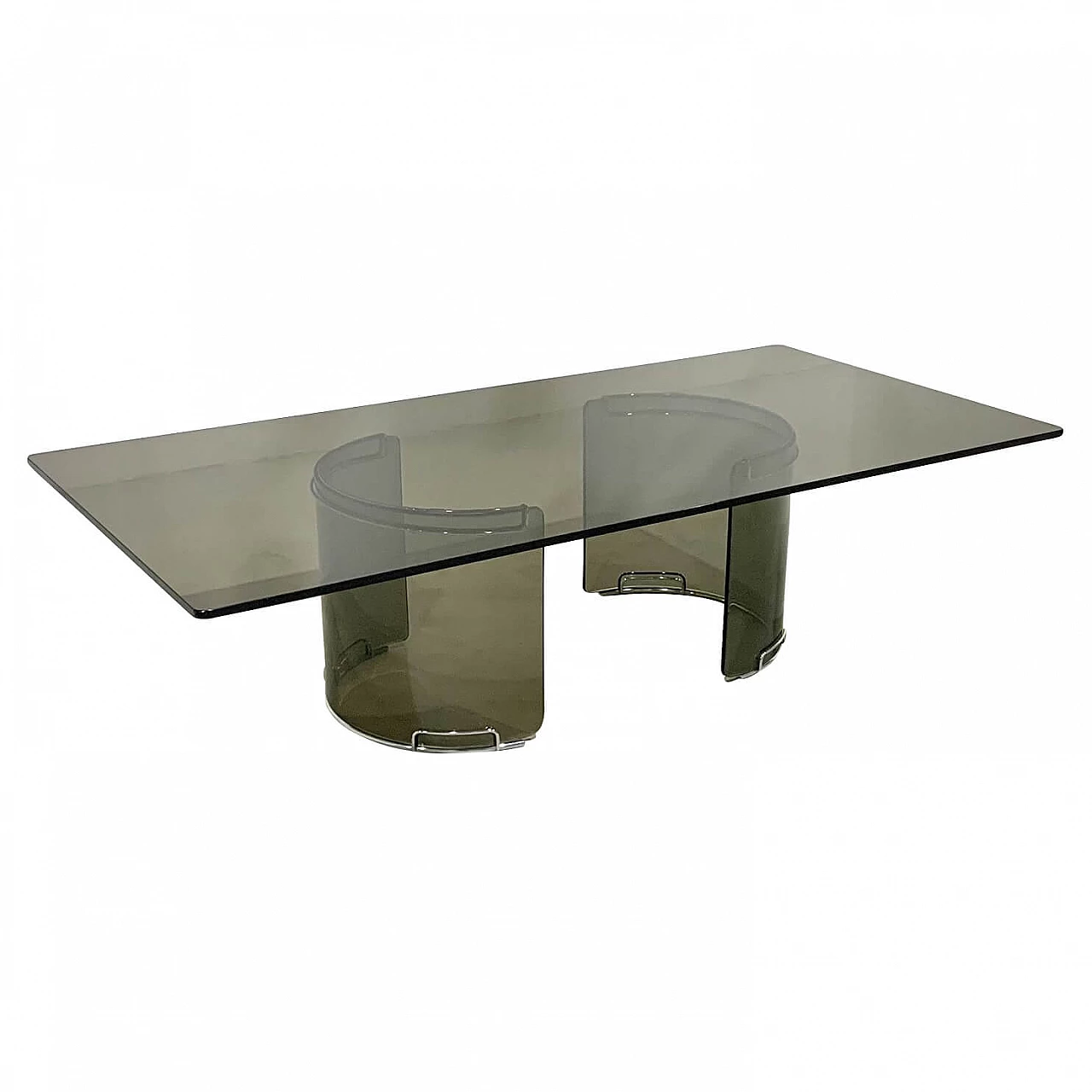 Tavolino in vetro fumé e metallo cromato di Gallotti & Radice, anni '70 1208671