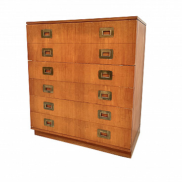 Chest of drawers and writing desk in walnut and brass Ico Parisi, 60s