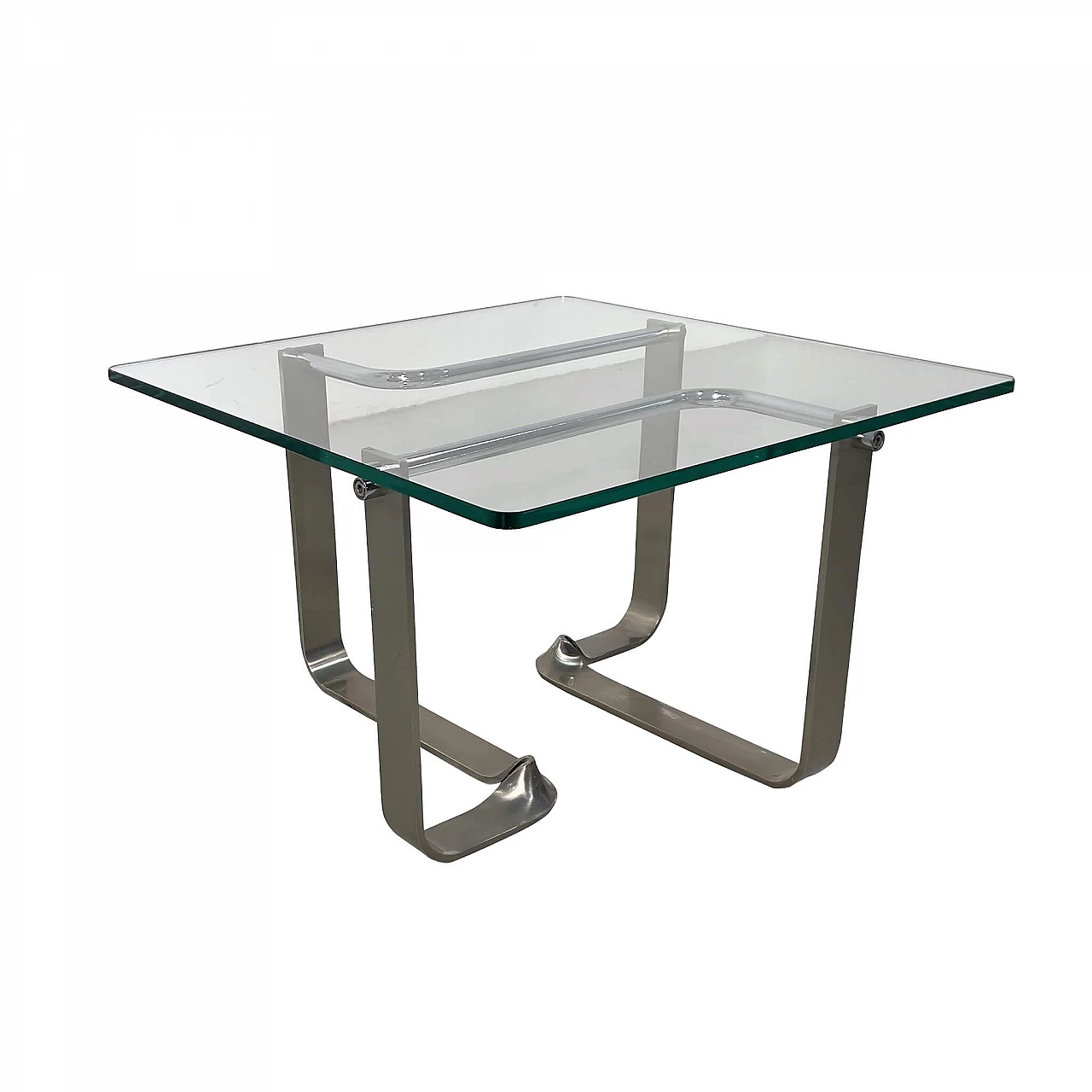 Coffee table in glass and chromed metal by Gallotti & Radice, 70s 1208754