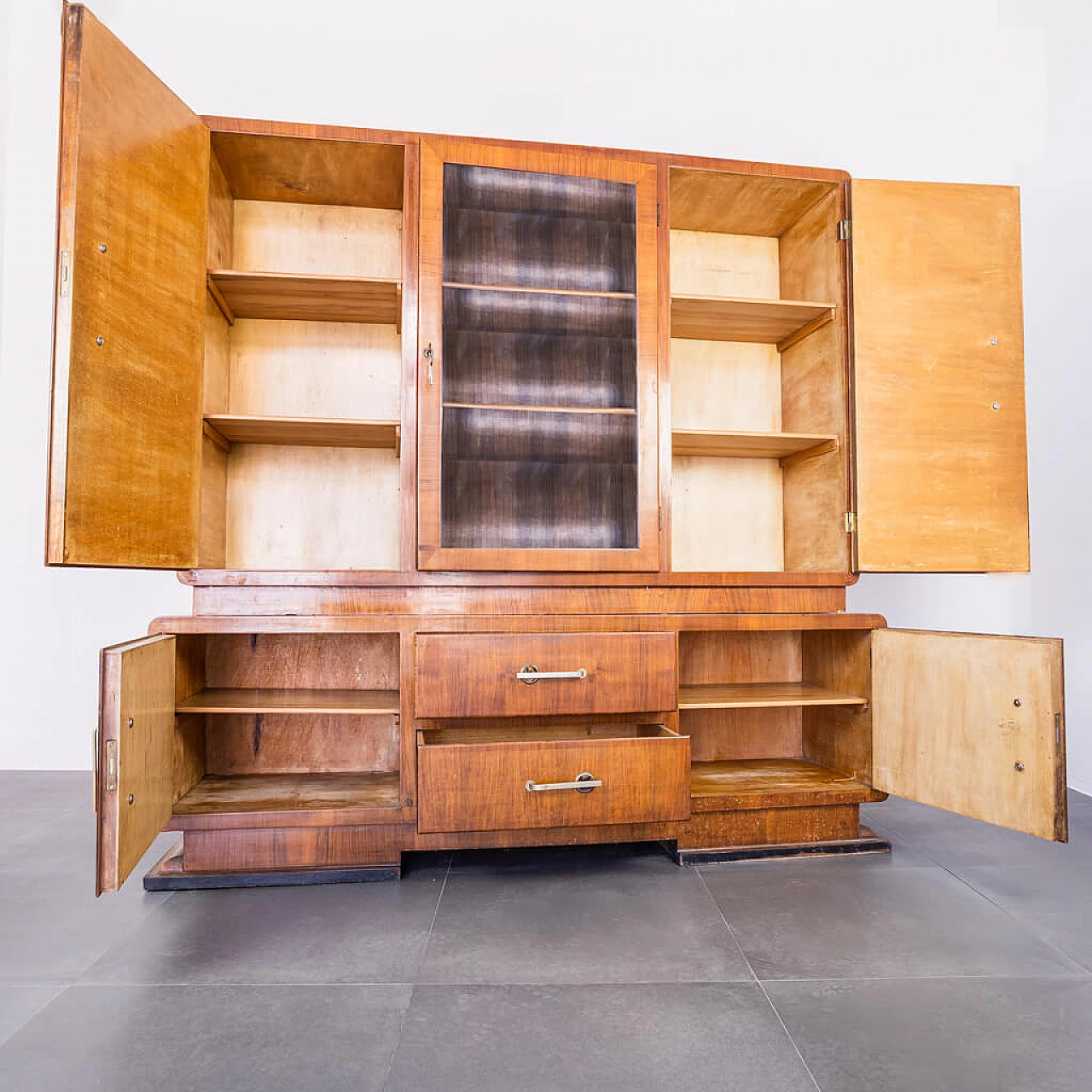Italian ministerial cabinet or bookcase in wood, 50s 1208809