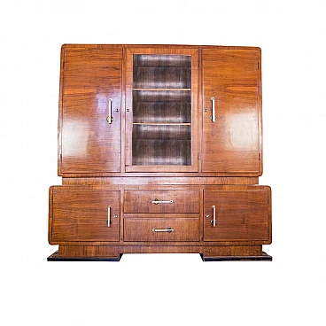 Italian ministerial cabinet or bookcase in wood, 50s