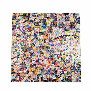 Wine Concept is a contemporary art painting with 600 wine labels on double canvas, 90s