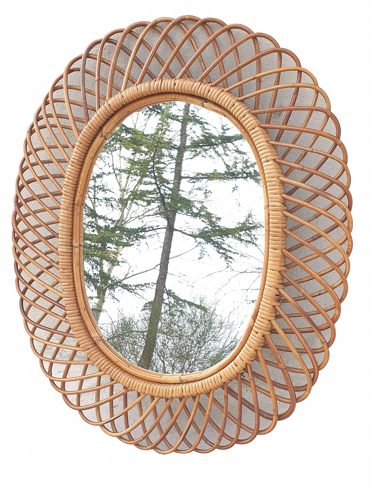 Rattan mirror attributed to Franco Albini for Bonacina, 60s 1209312