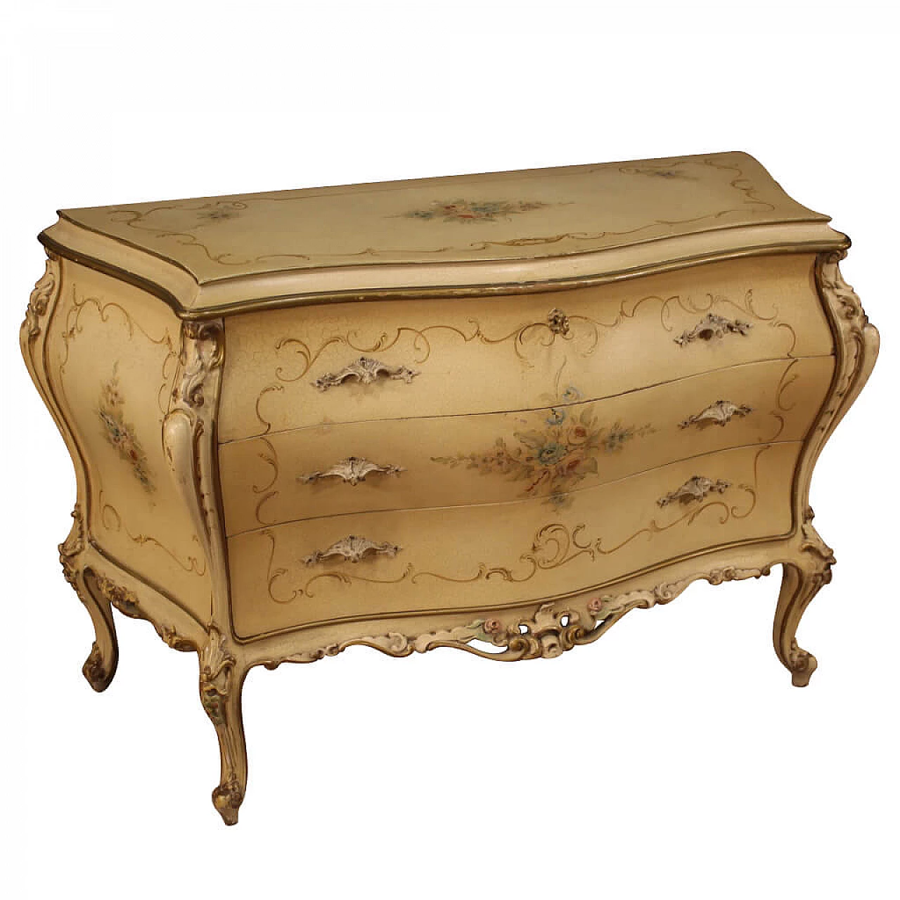 Cassettiera laccato e dipinto in stile veneziano 1209366