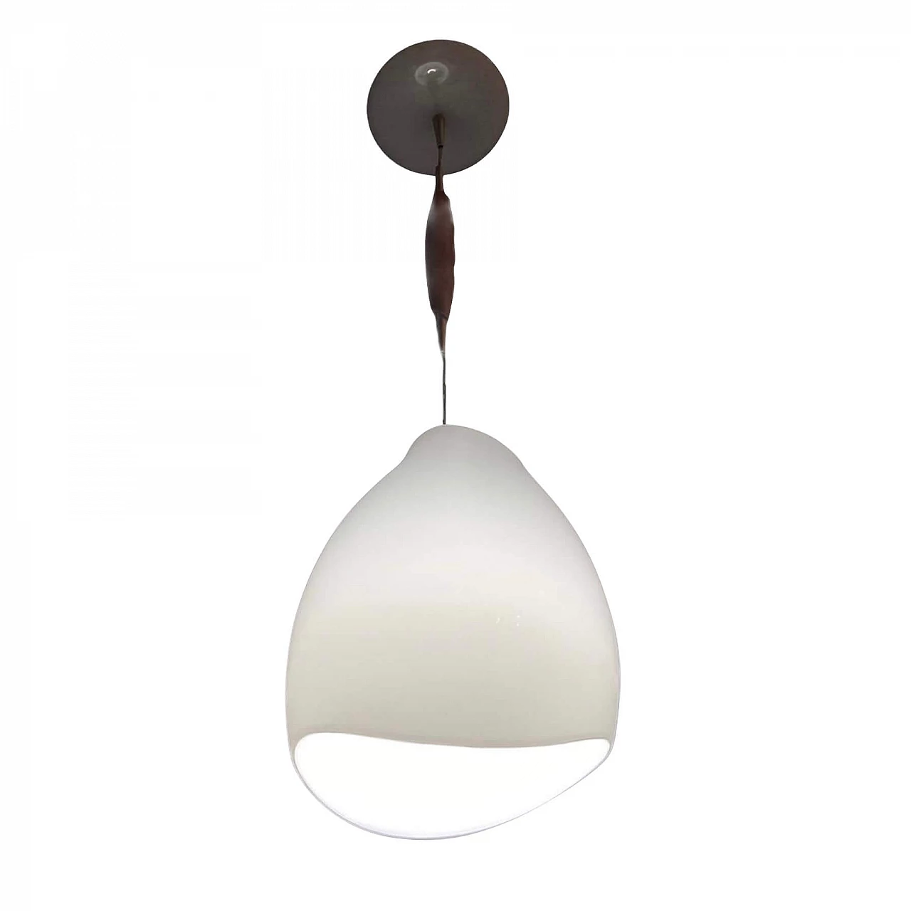 Pendant lamp in Murano glass and wood by Massimo Vignelli for Venini, 70s 1209468