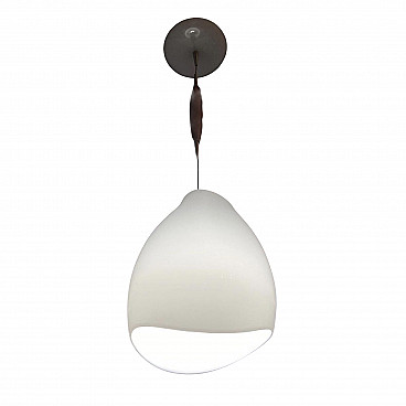 Pendant lamp in Murano glass and wood by Massimo Vignelli for Venini, 70s