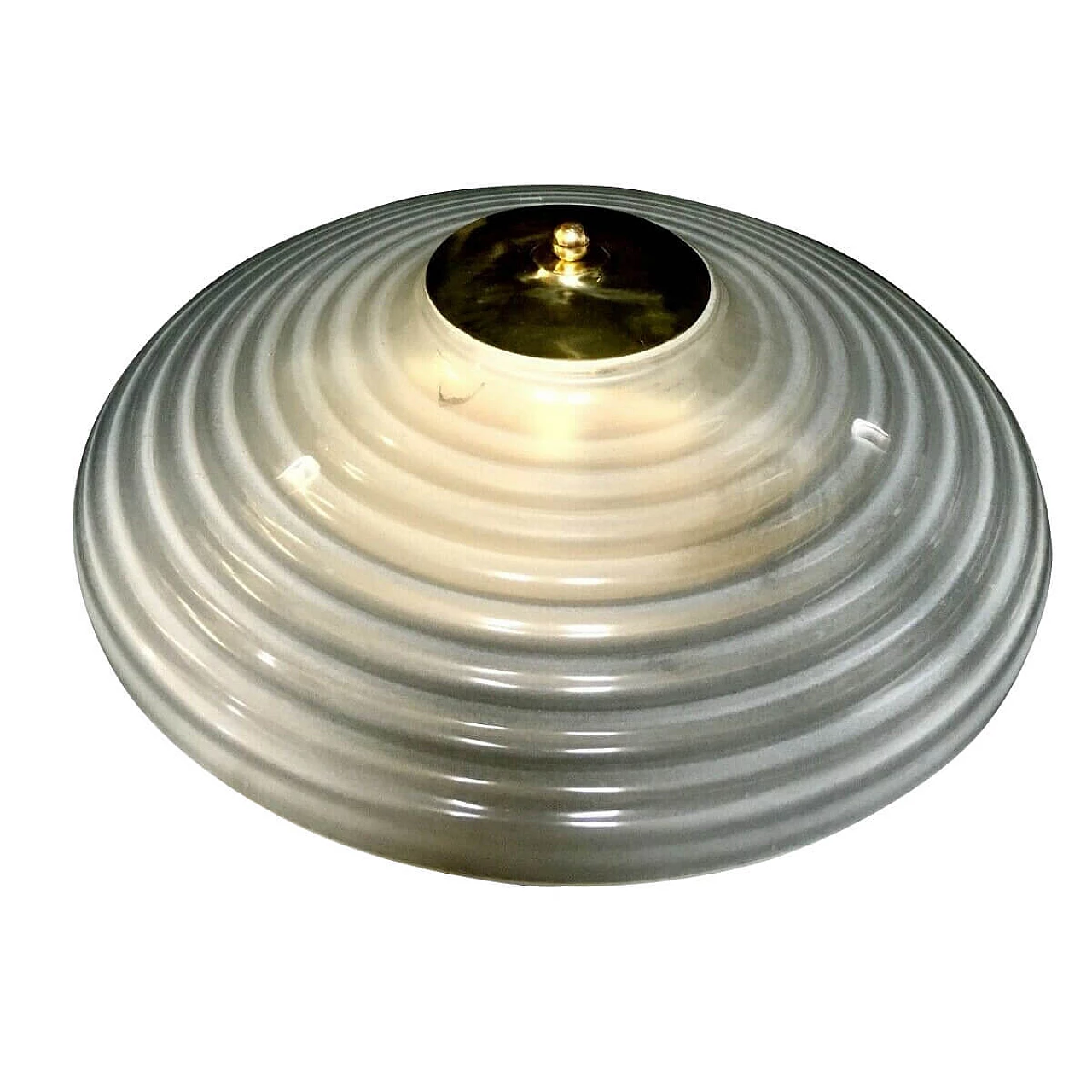 Glass and brass ceiling lamp by Fidenza Vetraria, 50s 1209679