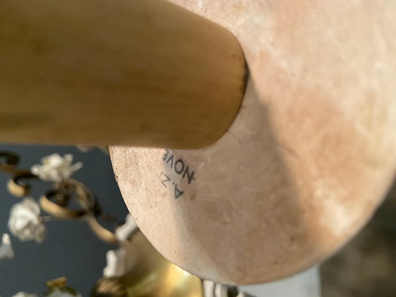 Lampadario in bronzo e ceramica di Antonio Zen per Le Ceramiche di Nove e Bassano, anni '50 1209705