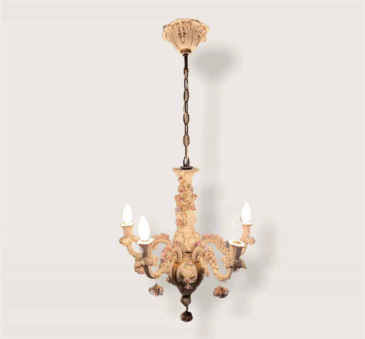 Chandelier in Capodimonte porcelain, 50s 1209736