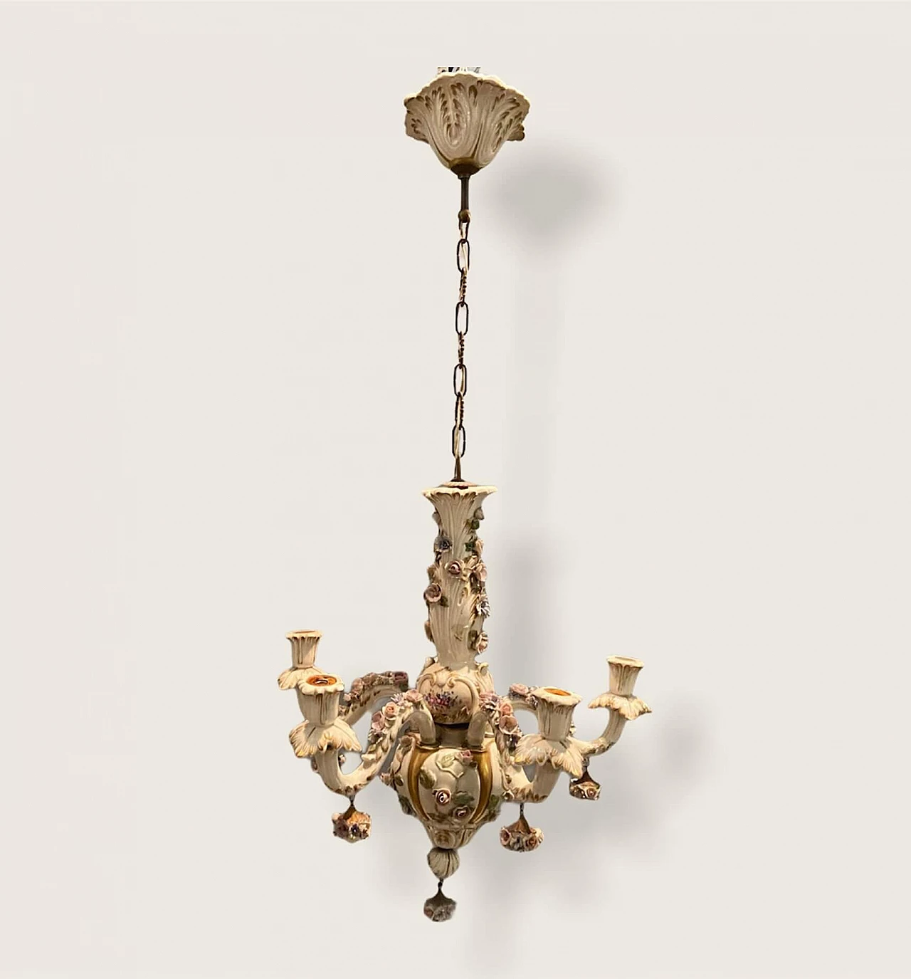 Chandelier in Capodimonte porcelain, 50s 1209737