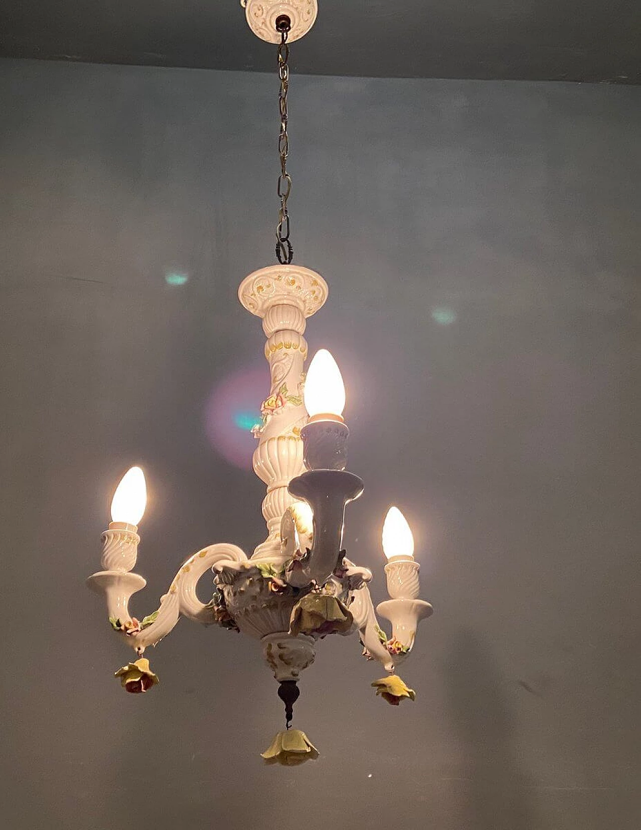 Chandelier in porcelain, 60s 1209825