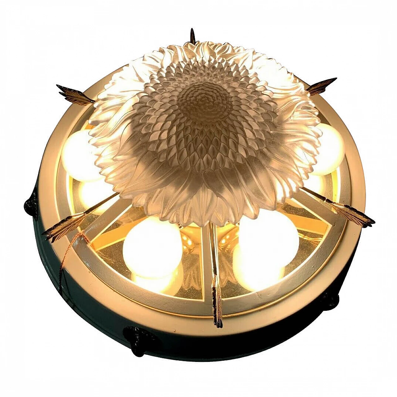 Murano glass, brass and iron ceiling lamp by Banci, 1970s 1209955