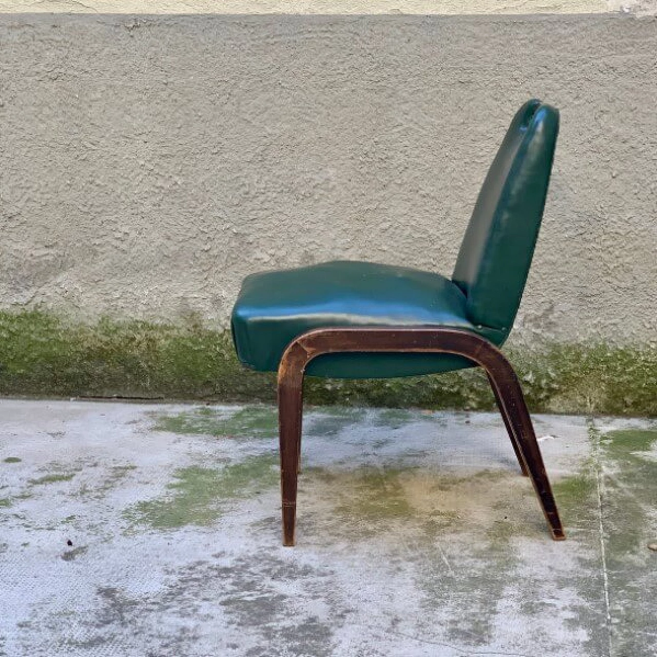 4 Chairs in wood and vinyl, 40s 1209960