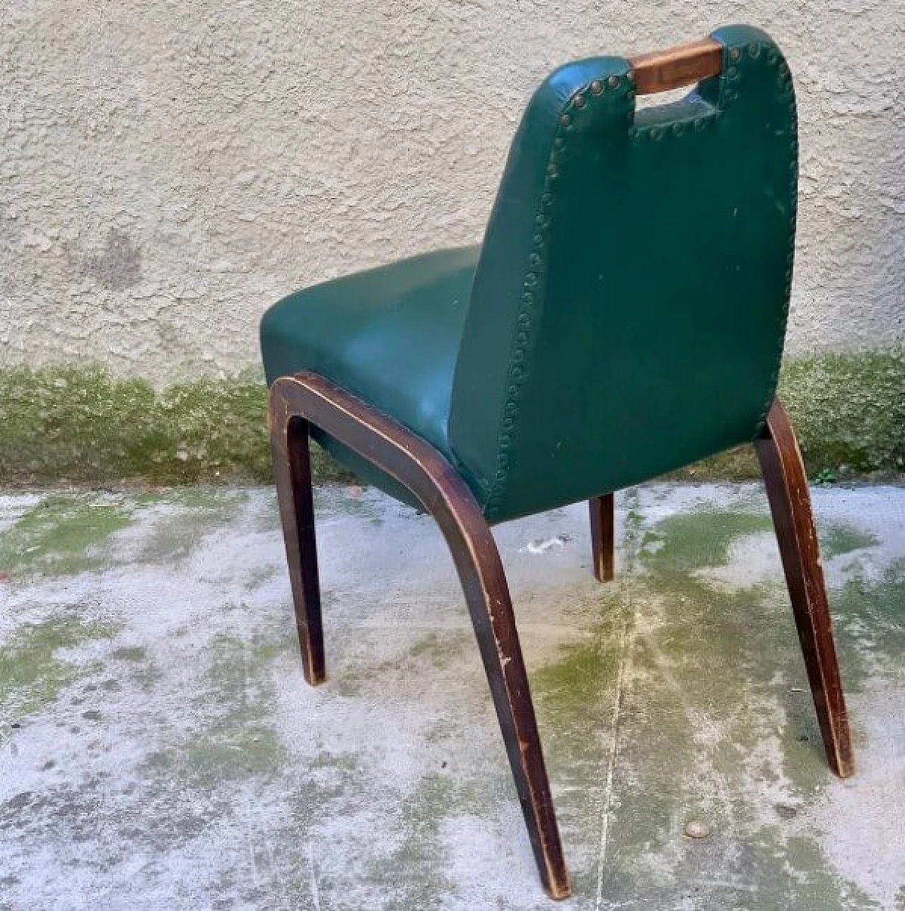 4 Chairs in wood and vinyl, 40s 1209961