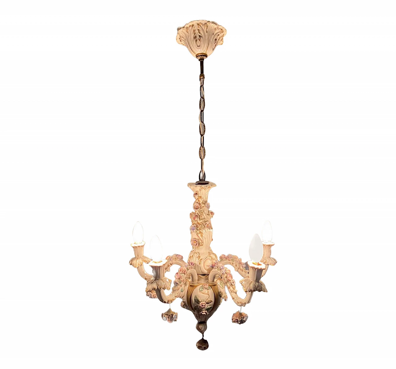 Chandelier in Capodimonte porcelain, 50s 1210026