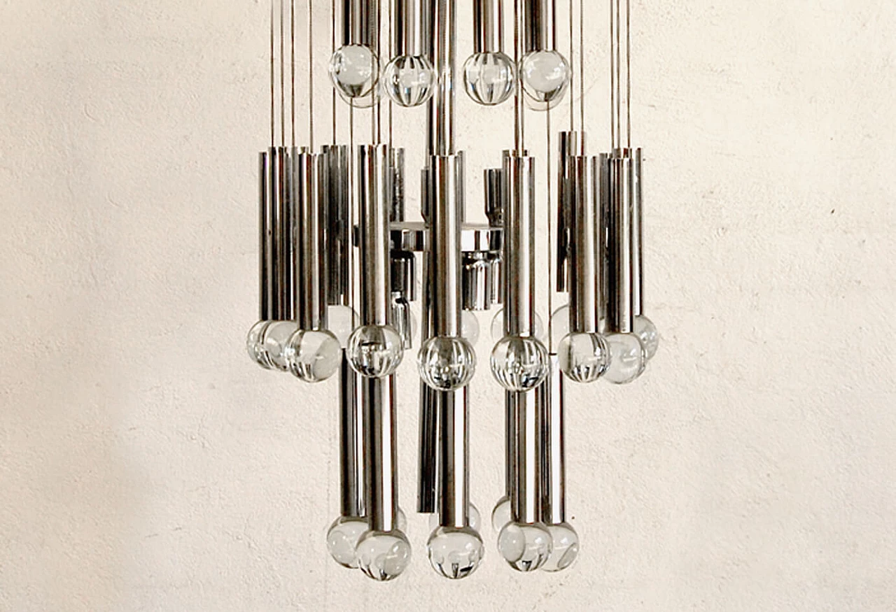 Chandelier in steel and glass by Gaetano Sciolari, 70s 1210100