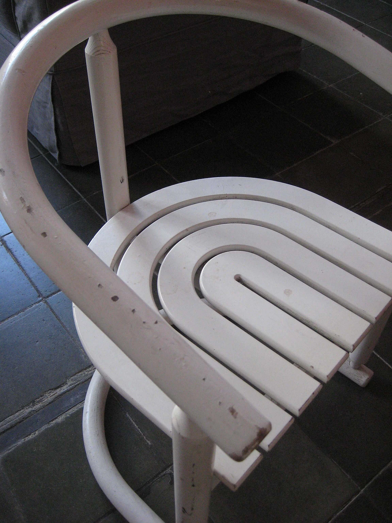 Pair of white wooden chairs, 60s 1210122