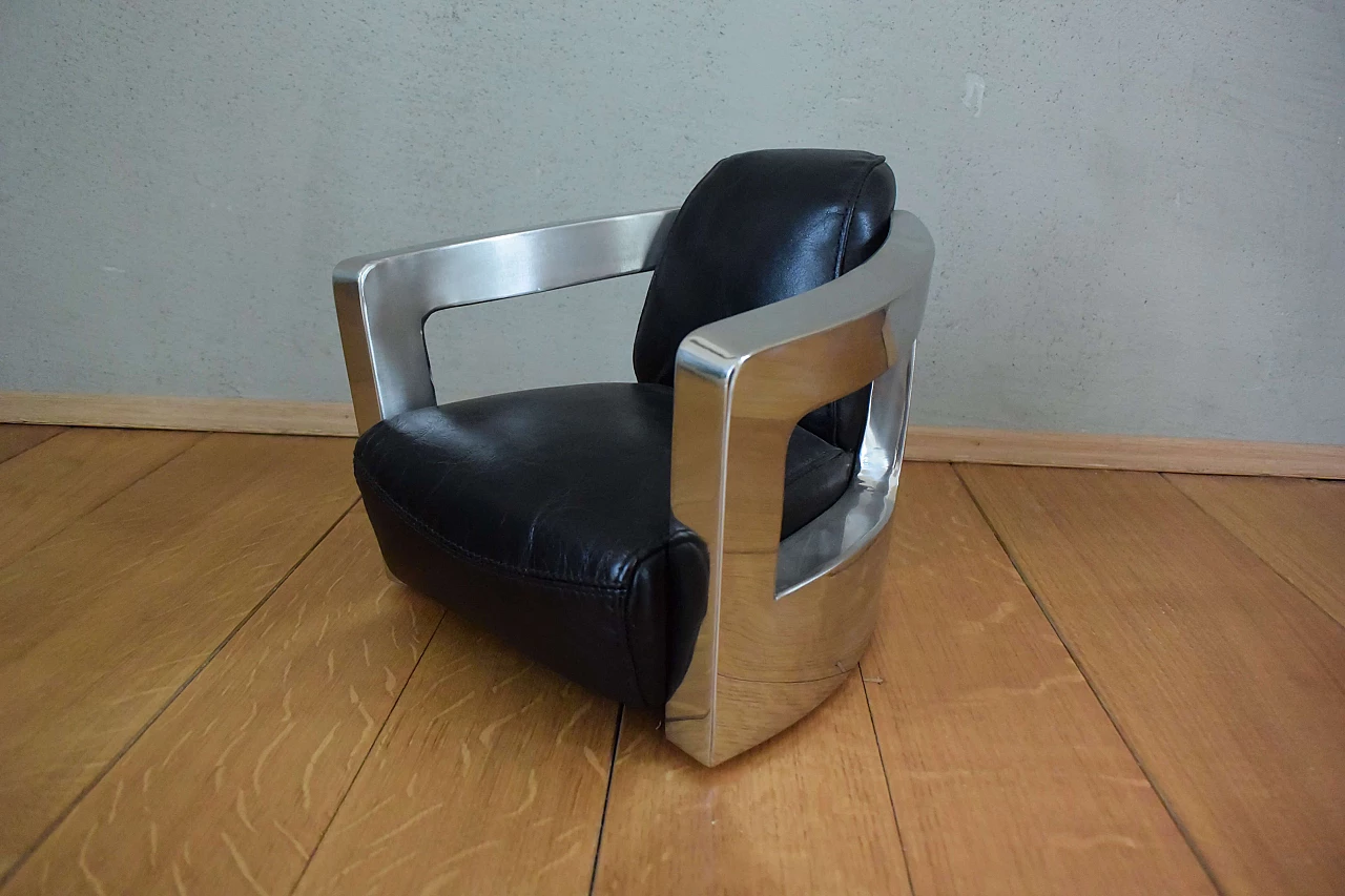 American metal and leather armchair miniature 1210172