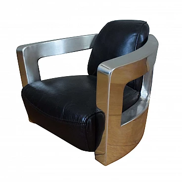 American metal and leather armchair miniature