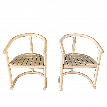 Coppia di sedie in legno bianche, anni '60