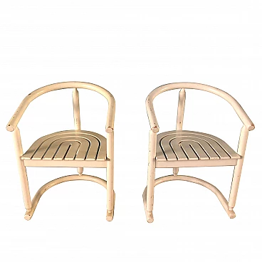 Pair of white wooden chairs, 60s