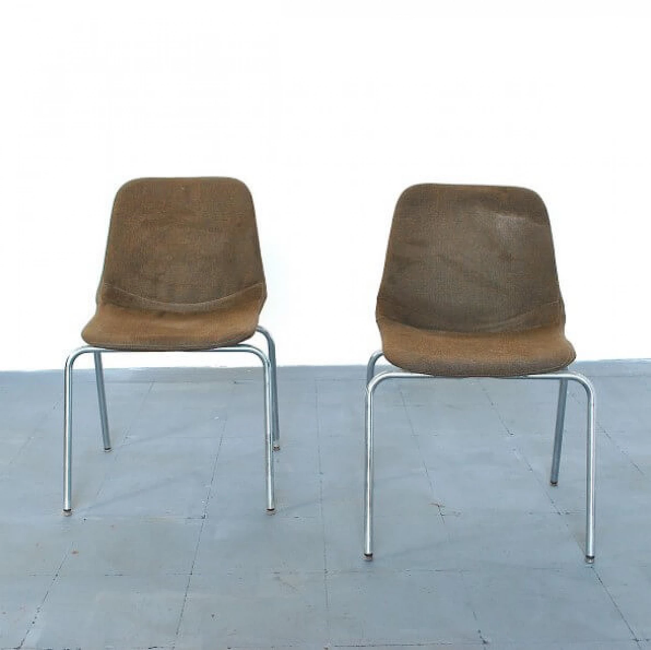 Pair of chairs in steel and fabric by MIM Roma, 60s 1210520