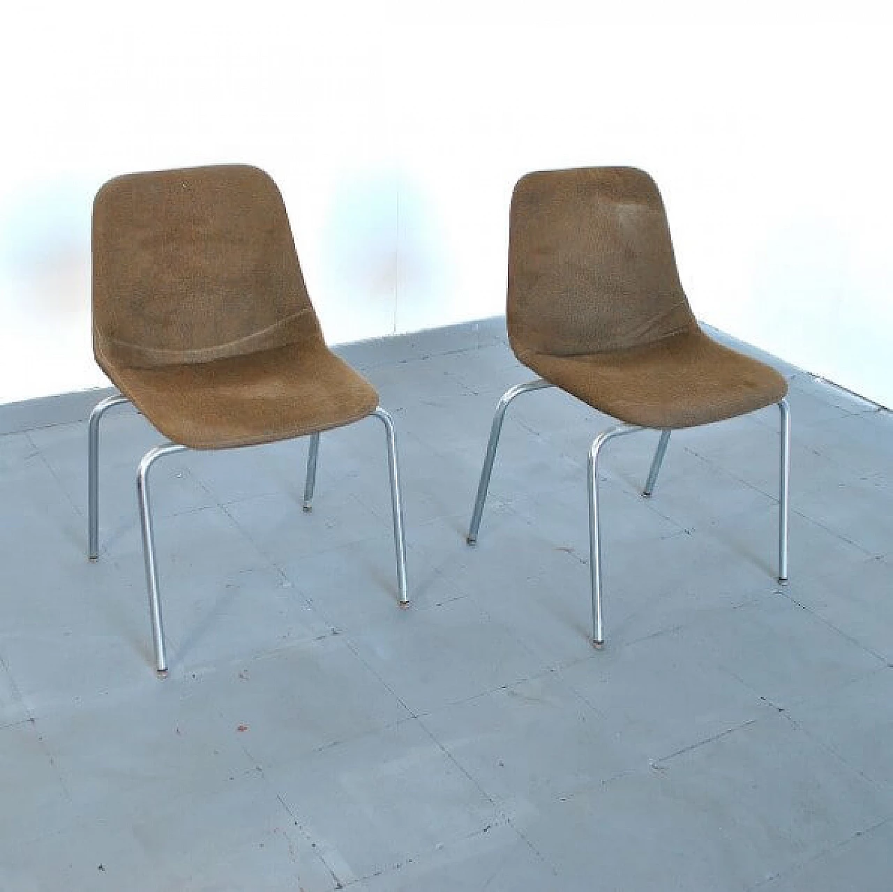 Pair of chairs in steel and fabric by MIM Roma, 60s 1210521