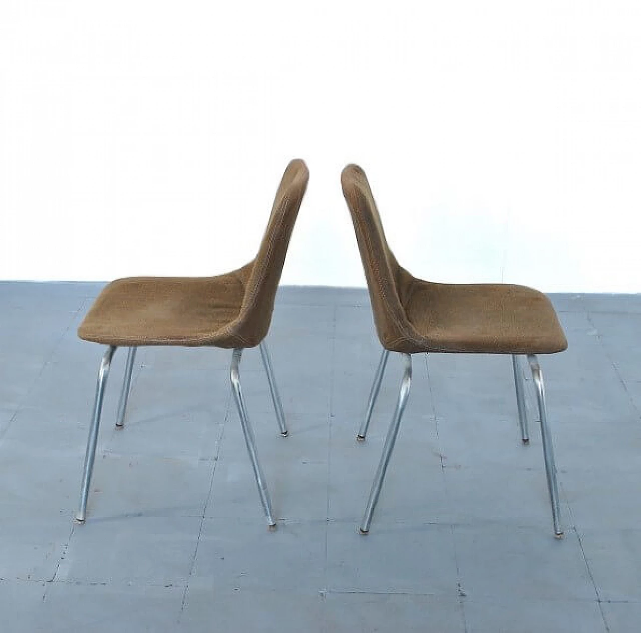 Pair of chairs in steel and fabric by MIM Roma, 60s 1210522
