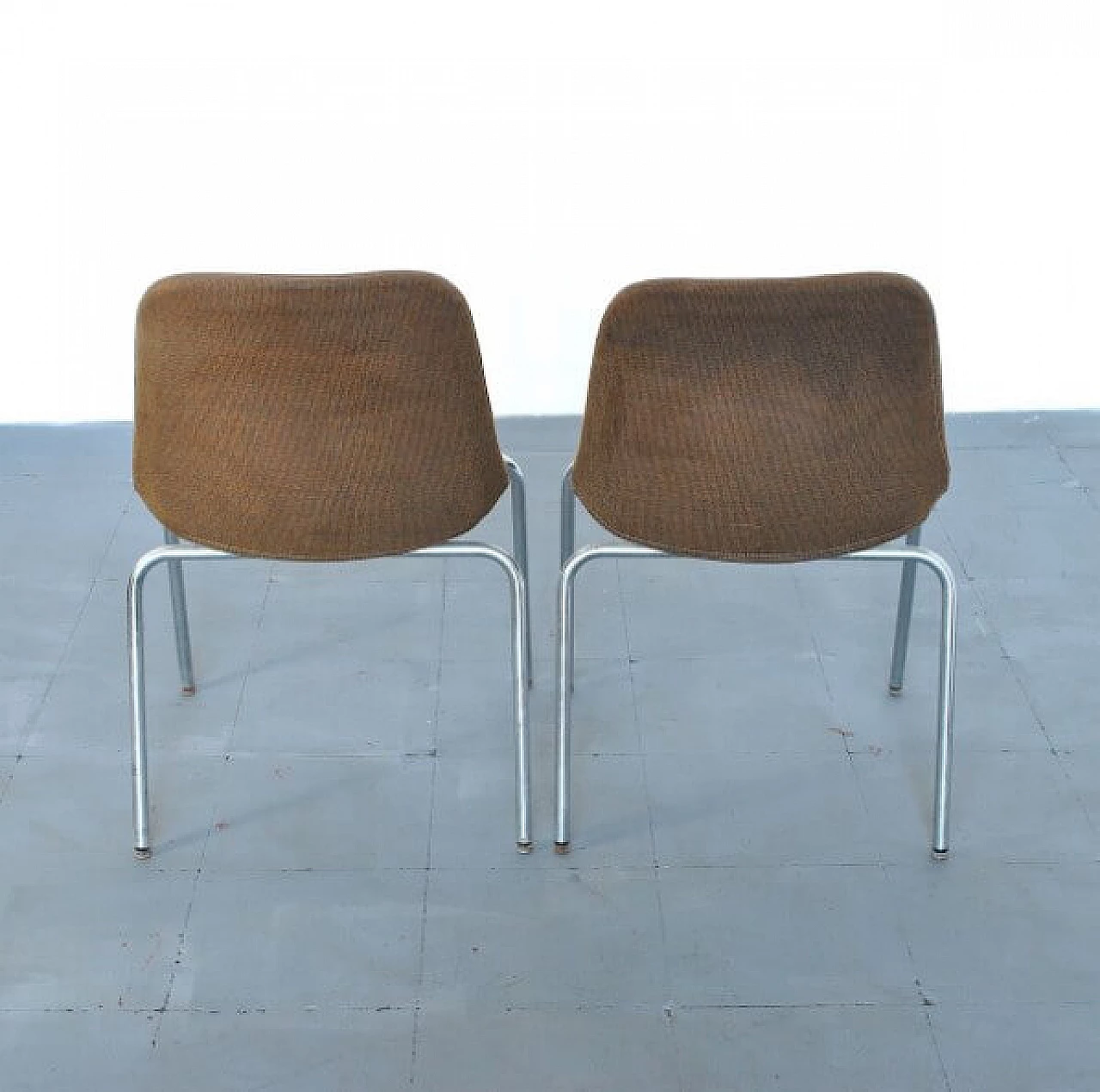 Pair of chairs in steel and fabric by MIM Roma, 60s 1210523
