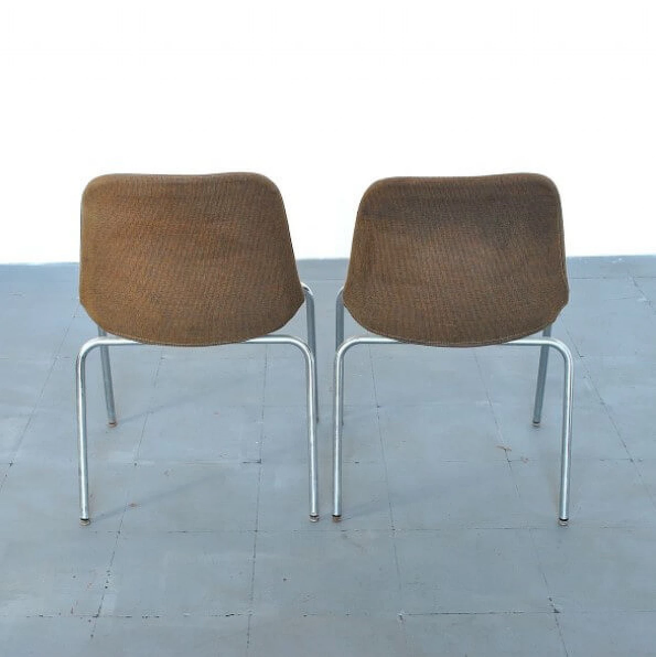Pair of chairs in steel and fabric by MIM Roma, 60s 1210524