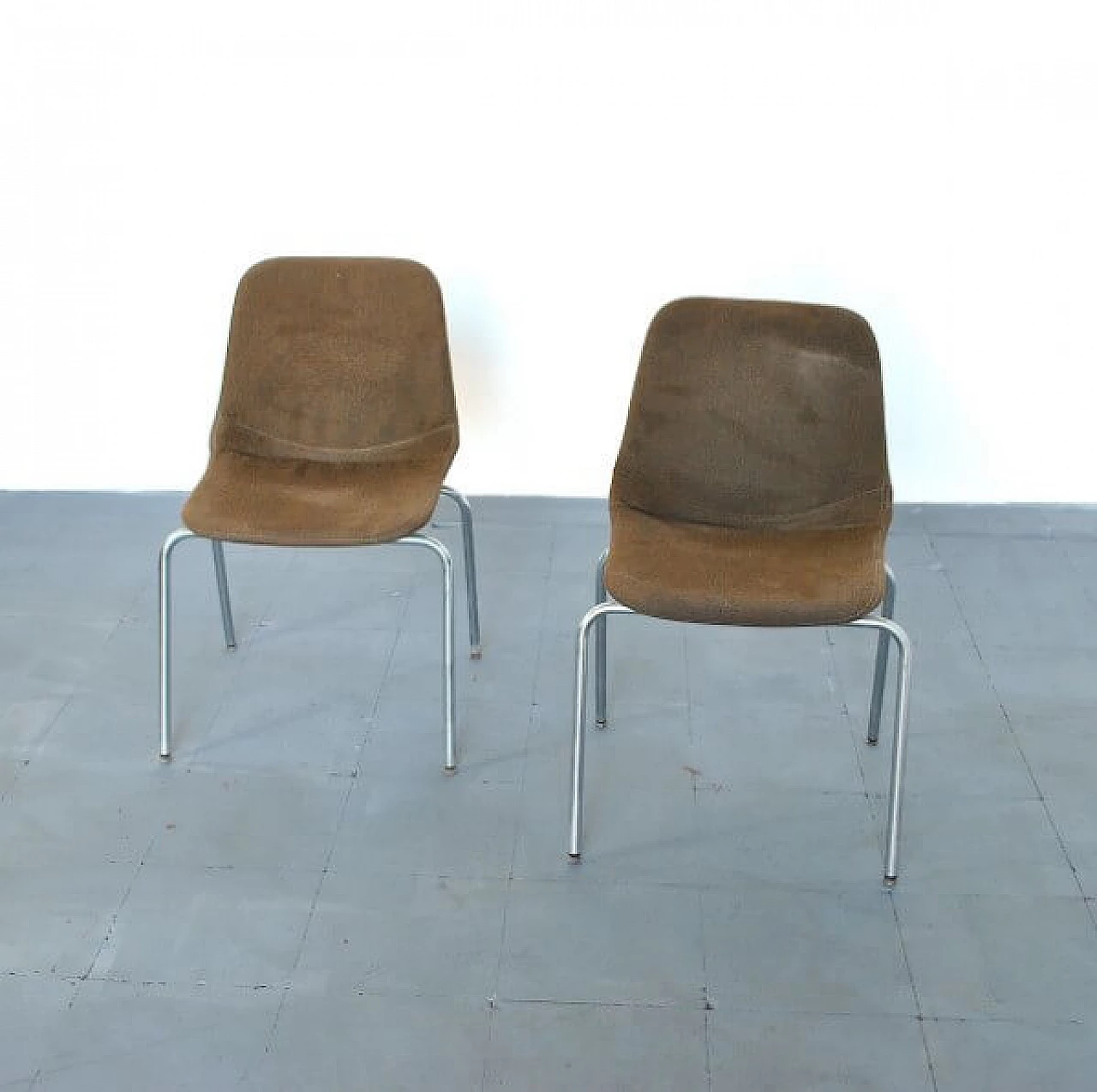 Pair of chairs in steel and fabric by MIM Roma, 60s 1210525