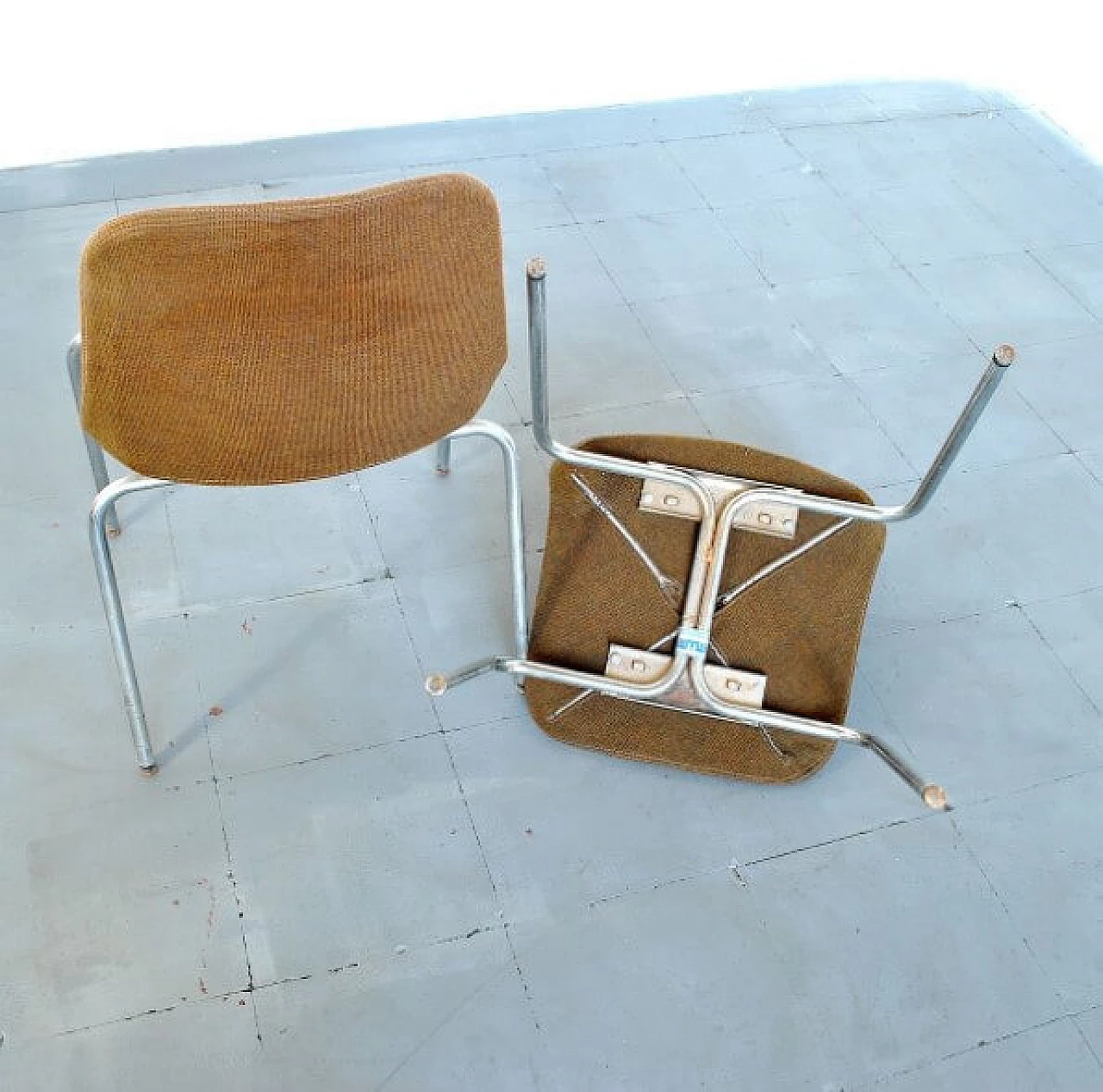Pair of chairs in steel and fabric by MIM Roma, 60s 1210527