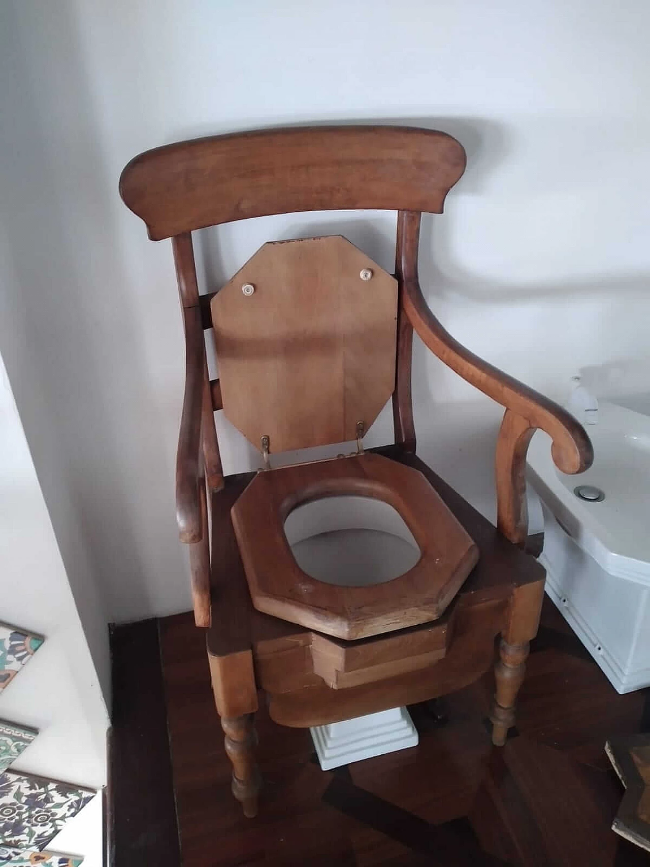 Wooden armchair, with built-in toilet 1210733