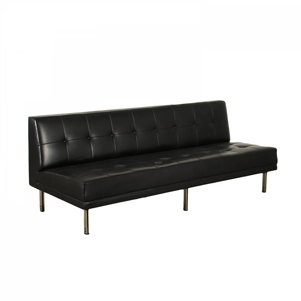 Leatherette and chromed metal sofa, 60s 1210788