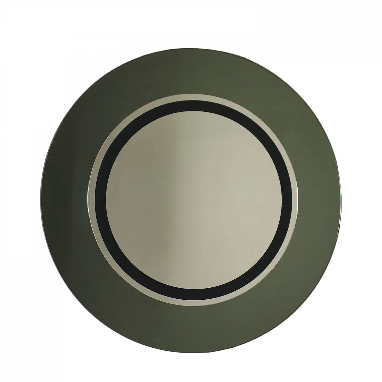 Specchio in vetro fumè su pannello di legno, anni '60 1210839