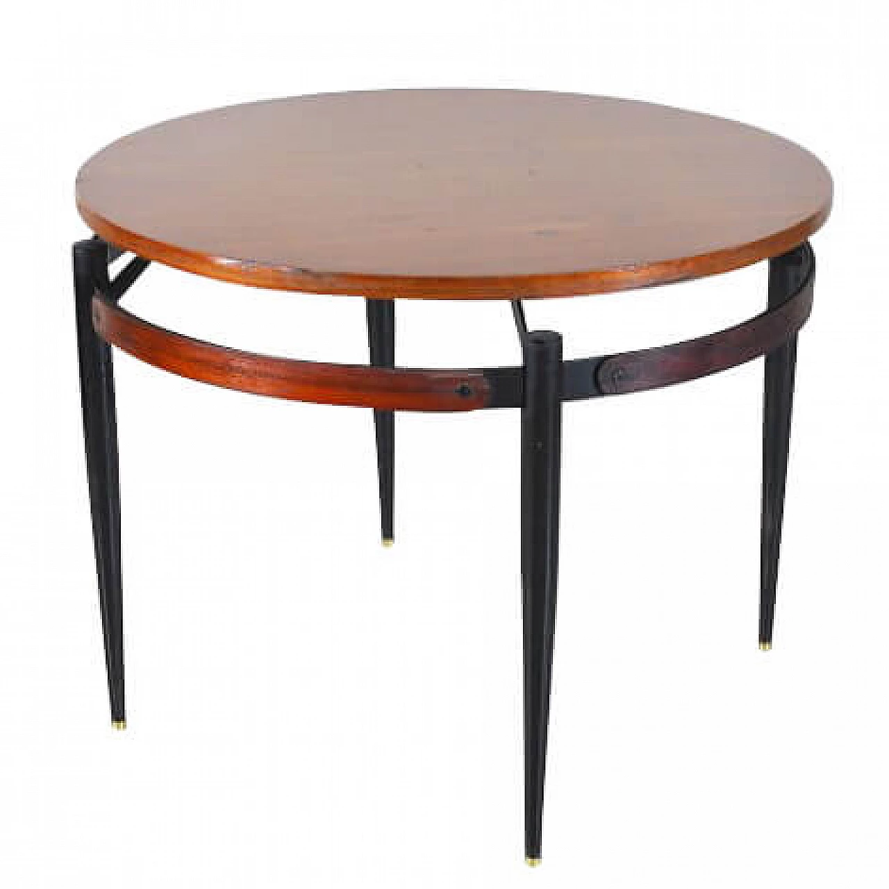 Round coffee table in wood and metal Silvio Cavatorta, 1960s 1211044