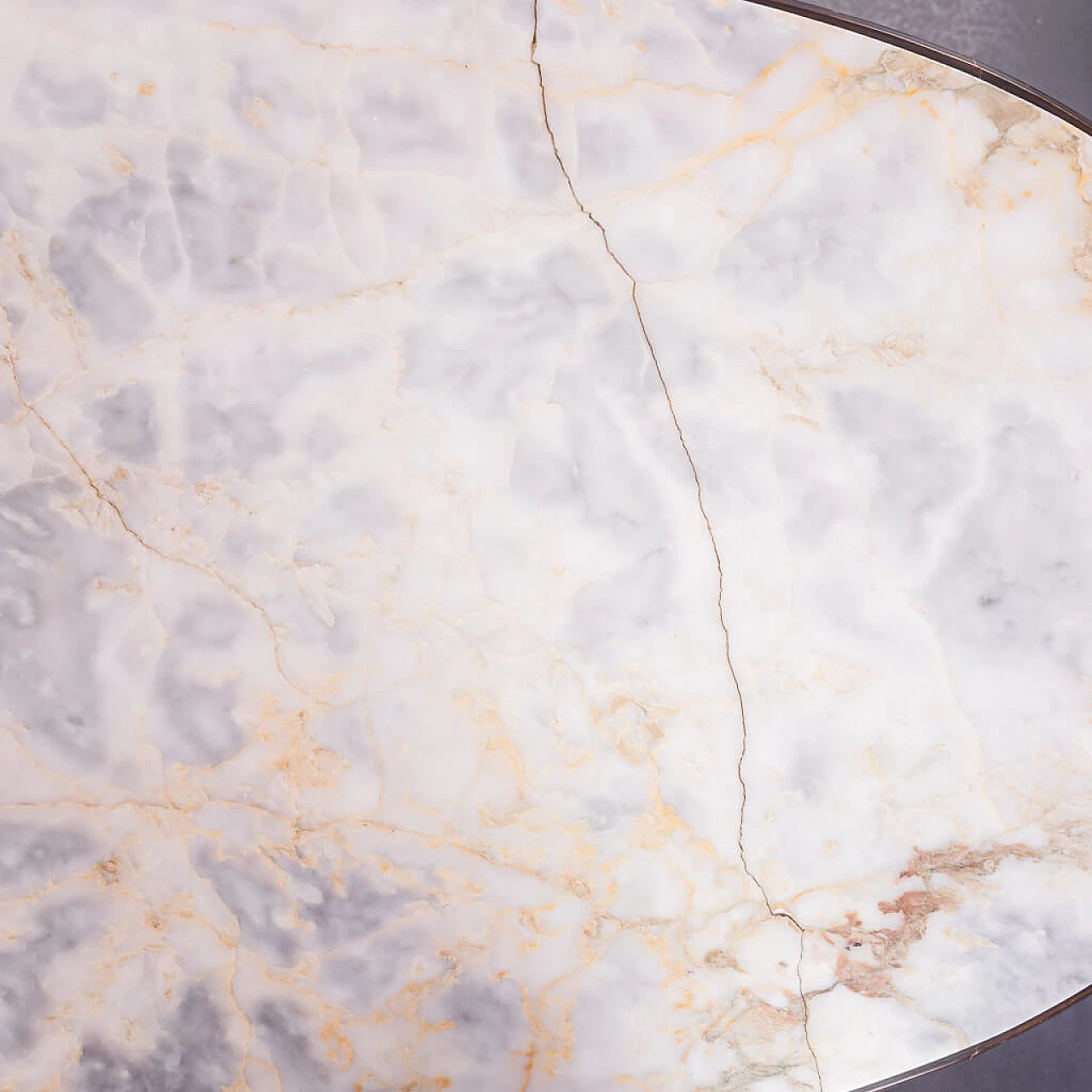 Tavolo da pranzo in marmo, legno e ottone, anni '60 1211457