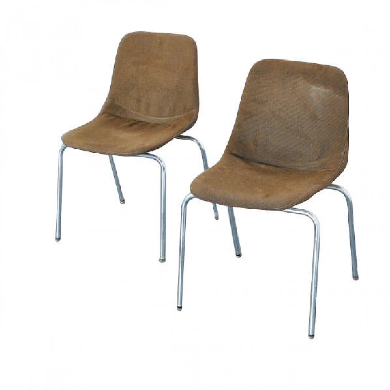 Pair of chairs in steel and fabric by MIM Roma, 60s 1211550