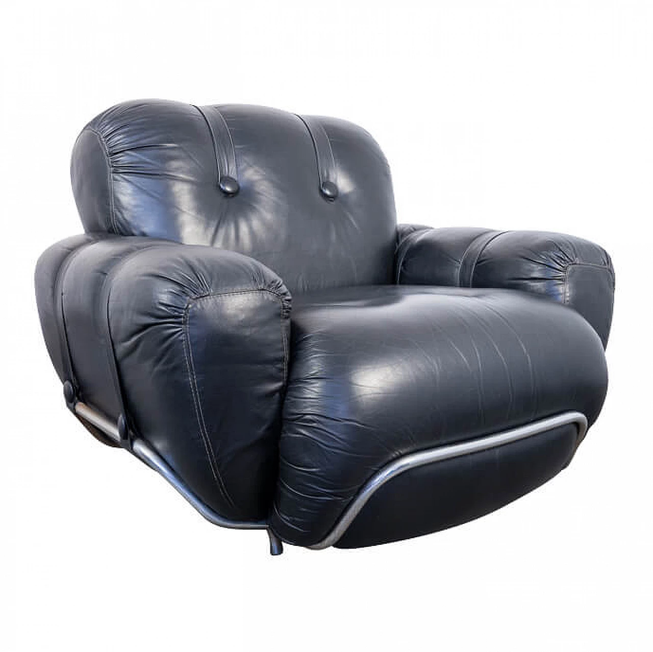 Leather and steel armchair, 70s 1211633