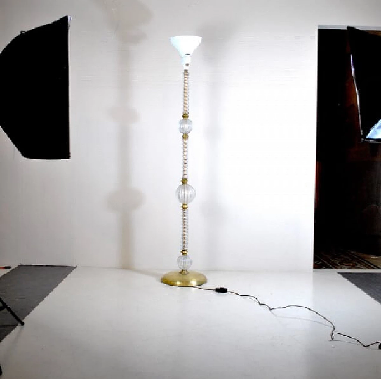 Floor lamp in brass and Murano glass by Barovier & Toso, 40s 1211901