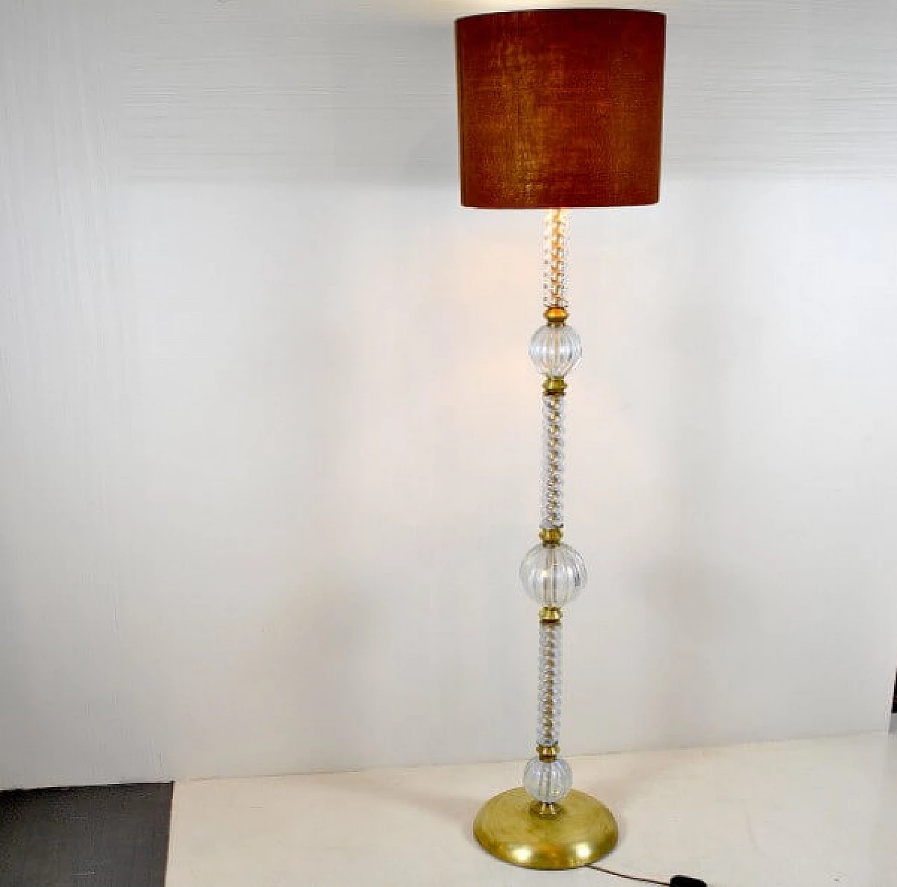 Floor lamp in brass and Murano glass by Barovier & Toso, 40s 1211903