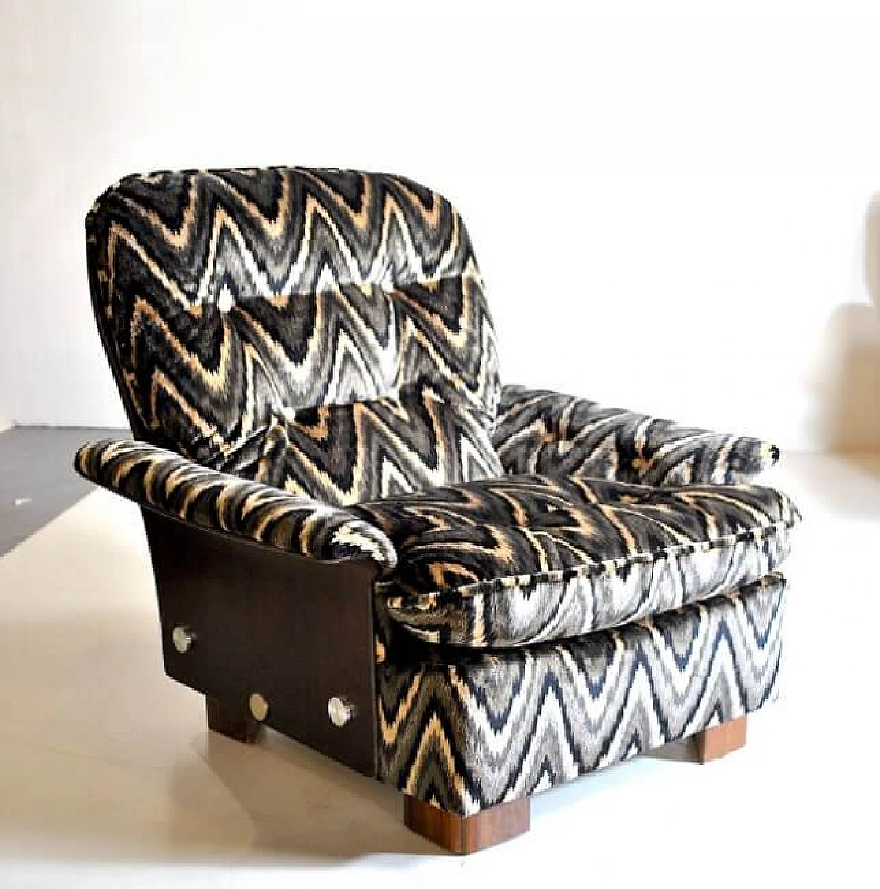 Coppia di poltrone Missoni in legno curvo e tessuto, anni '70 1211969