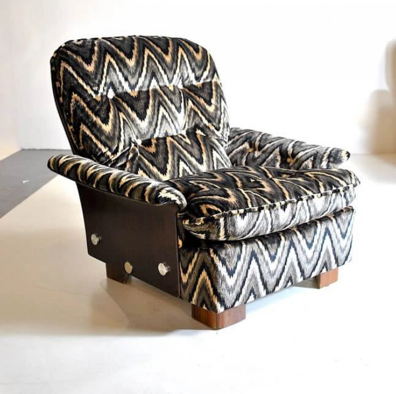 Coppia di poltrone Missoni in legno curvo e tessuto, anni '70 1211973